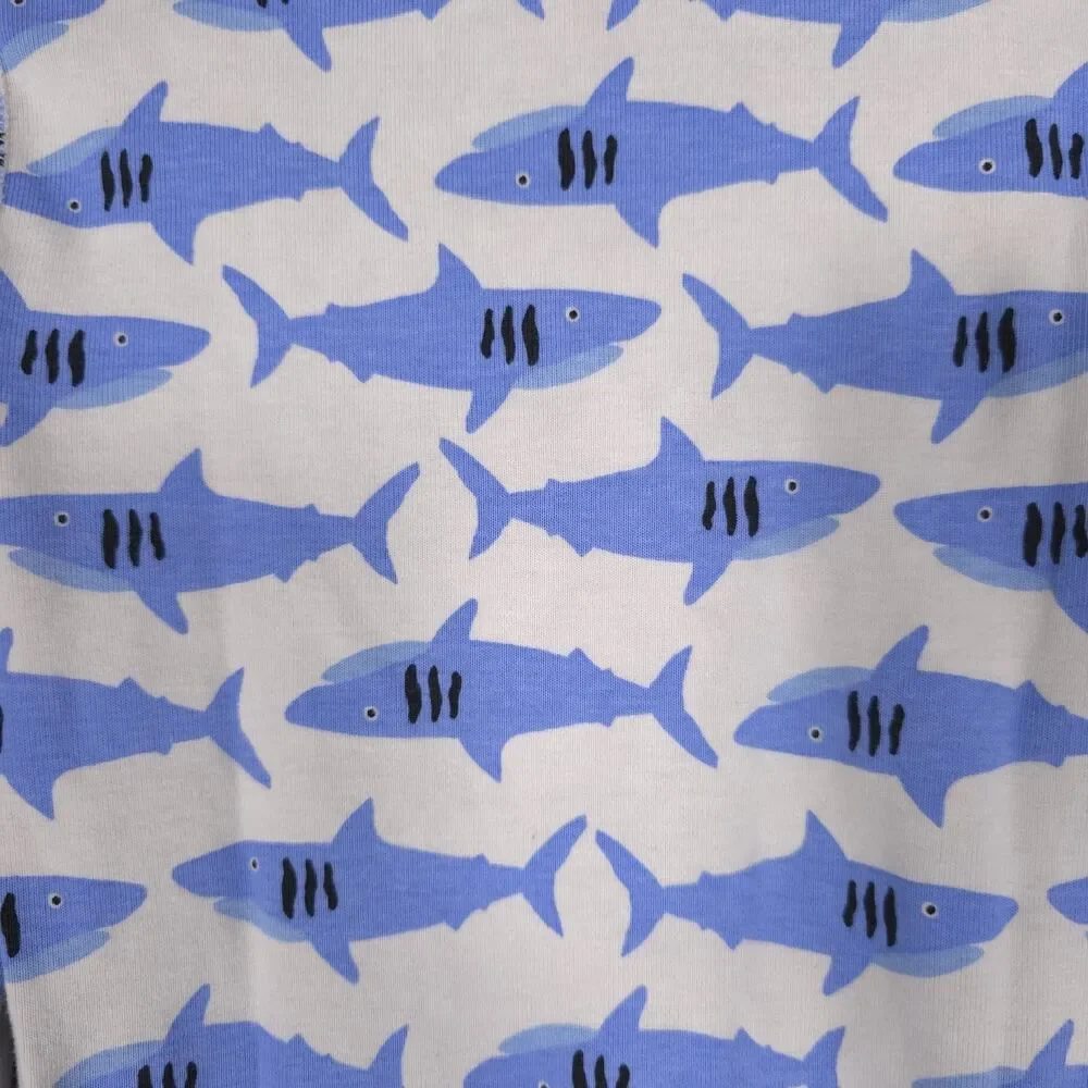 HANNA ANDERSSON‎ 100% Organic Cotton Shark Pajama 8 Set Kids White & Blue